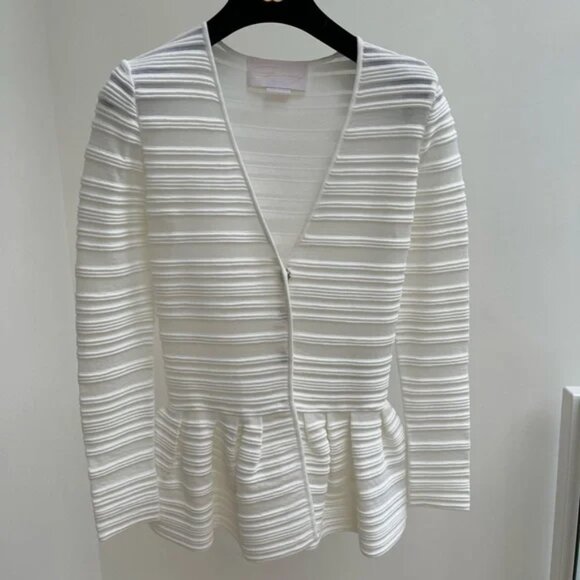 White Ribbed Poplin Top - Picture 1 of 4